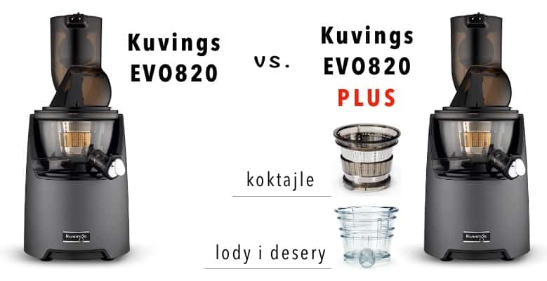 Kuvings EVO820 plus czy EVO820? Jaka jest różnica? W modelu z oznaczeniem Plus do wyciskarki dodane są 2 sita: do lodów i koktajli.